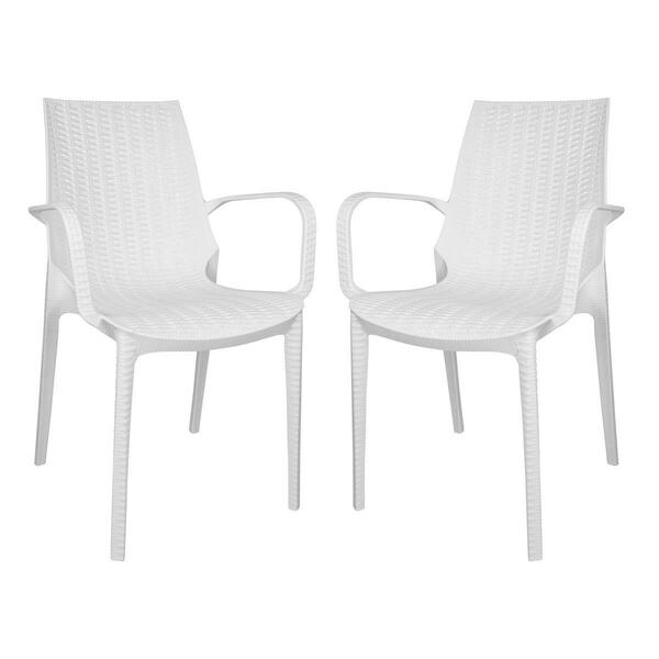 Kd Americana 35 x 21 x 22 in. Kent Outdoor Dining Arm Chair, White, 2PK KD3042437